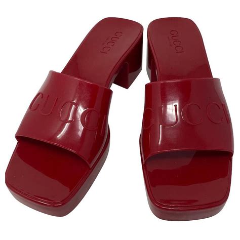 gucci red rubber sandals|gucci rubber sandals women is.